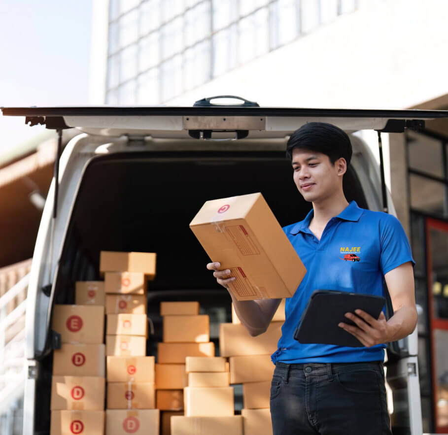man holding a box
